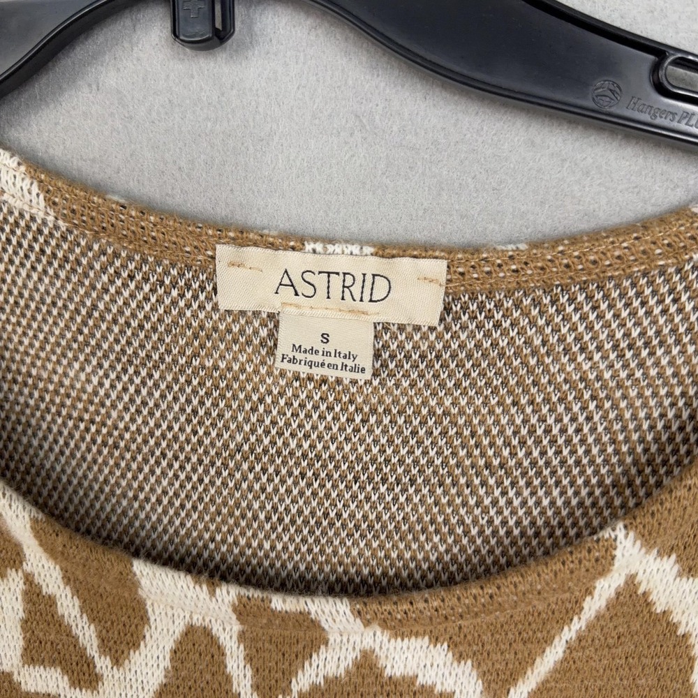 Astrid Sweater Dress Womens Small Brown Animal Print Belted Knit Midi Italy - Picture 3 of 8